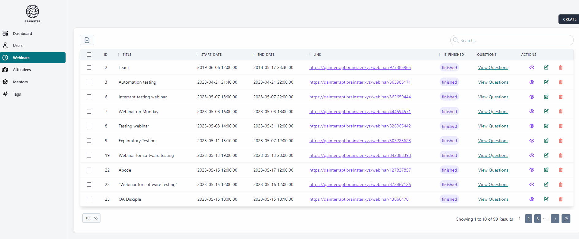 Search results reset